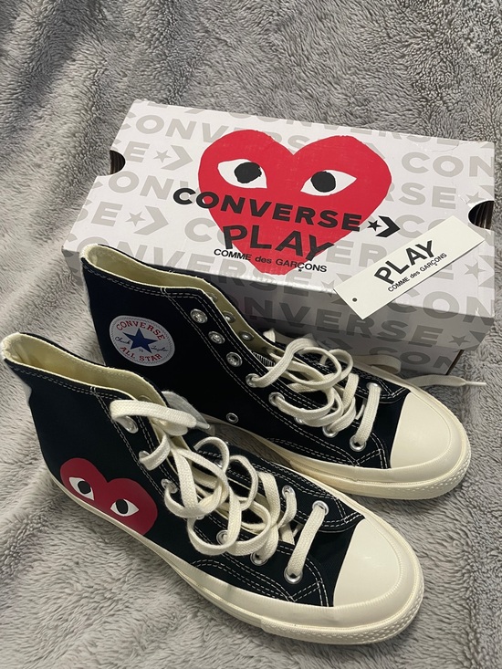 Converse Other - Converse Play Comme des Garçons Black and Red High-Top Sneakers Mismatch Size